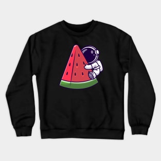 Cute Astronaut Hug Watermelon Cartoon Crewneck Sweatshirt